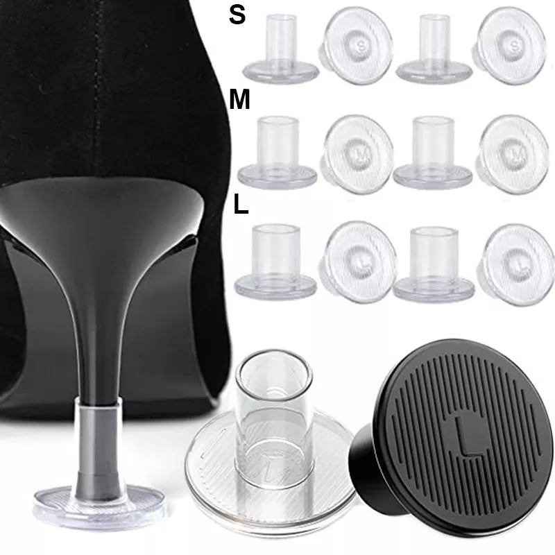 4Pcs Non-Slip High Heel Protector Covers High Heels round Protective Stoppers Wearable Silence Heel Cover Shockproof Accessory