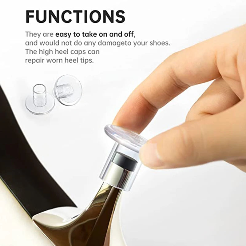 4Pcs Non-Slip High Heel Protector Covers High Heels round Protective Stoppers Wearable Silence Heel Cover Shockproof Accessory